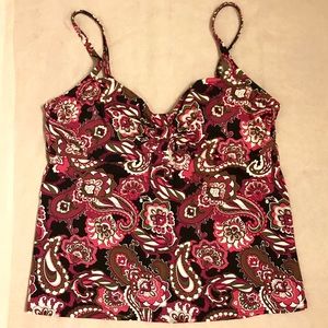 Lands’ End Black pink white green Paisley print